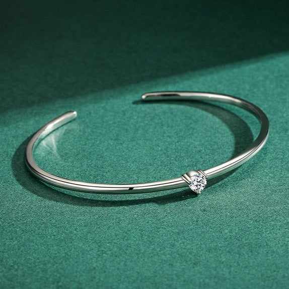 Pulsera Solitario Corazón de Circonita Plata
