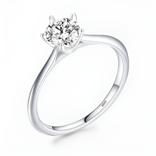 Anillo Solitario Clásico en Plata 925 6mm