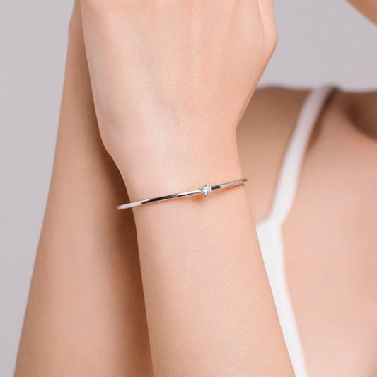 Pulsera Solitario Corazón de Circonita Plata