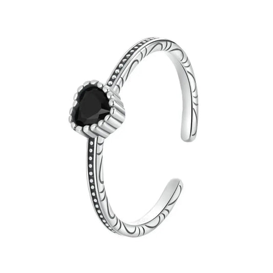 Anillo Love Black Ajustable en Plata 925
