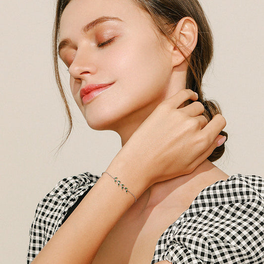 Pulsera Hojas Verdes Plata 925